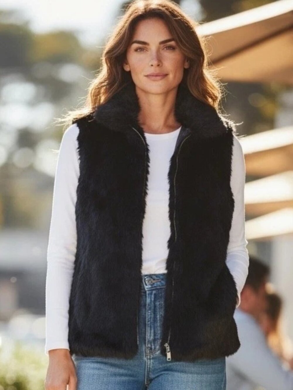 Saks Fifth Avenue Black Label Genuine Rabbit Fur Vest